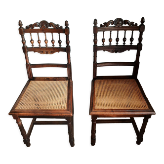 Set of two chairs style Henri ll with canning