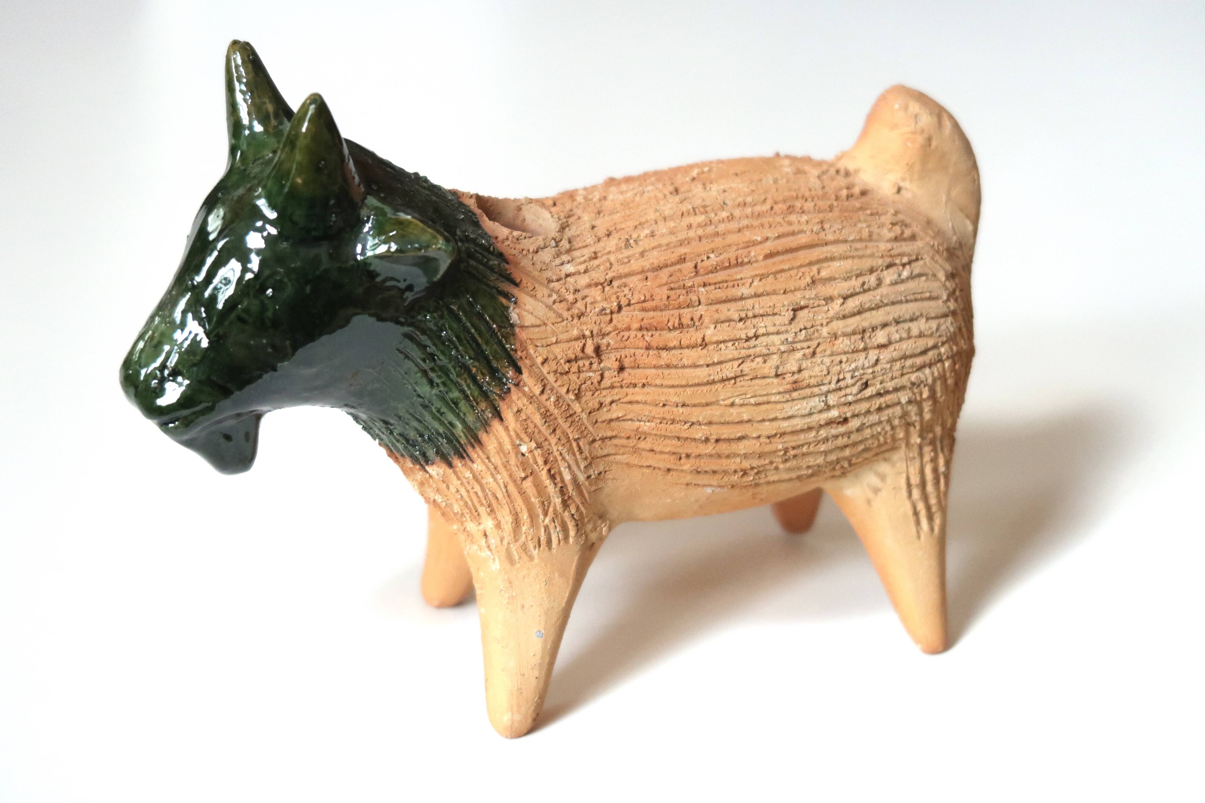 Pique flowers " goat " Mexican ceramic, 70s