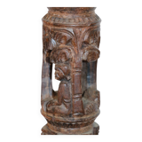 Large African art tower lamp base unique piece