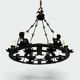 Wrought Iron Chandelier, 12 Lights, Gothic Style, French Work, circa 1