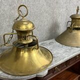 Pair of important marine chandeliers in bronze and gilded brass circa 1900