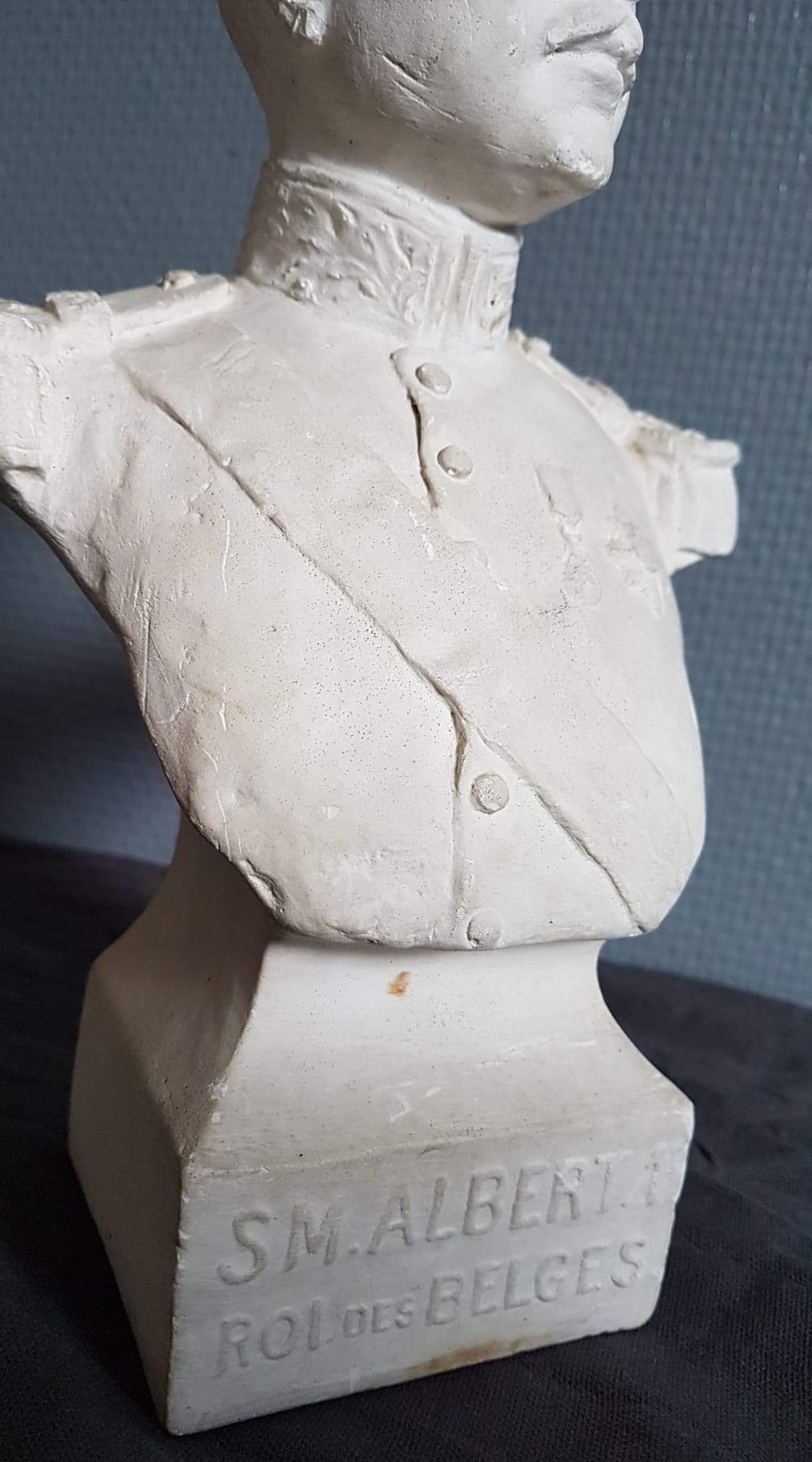 white plaster bust Albert king of the Belgians