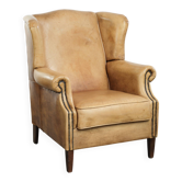 Cow leather wingback armchair with a beautiful timeless English look