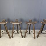 Mid century brutalist bar stools - set of 4, 1960s