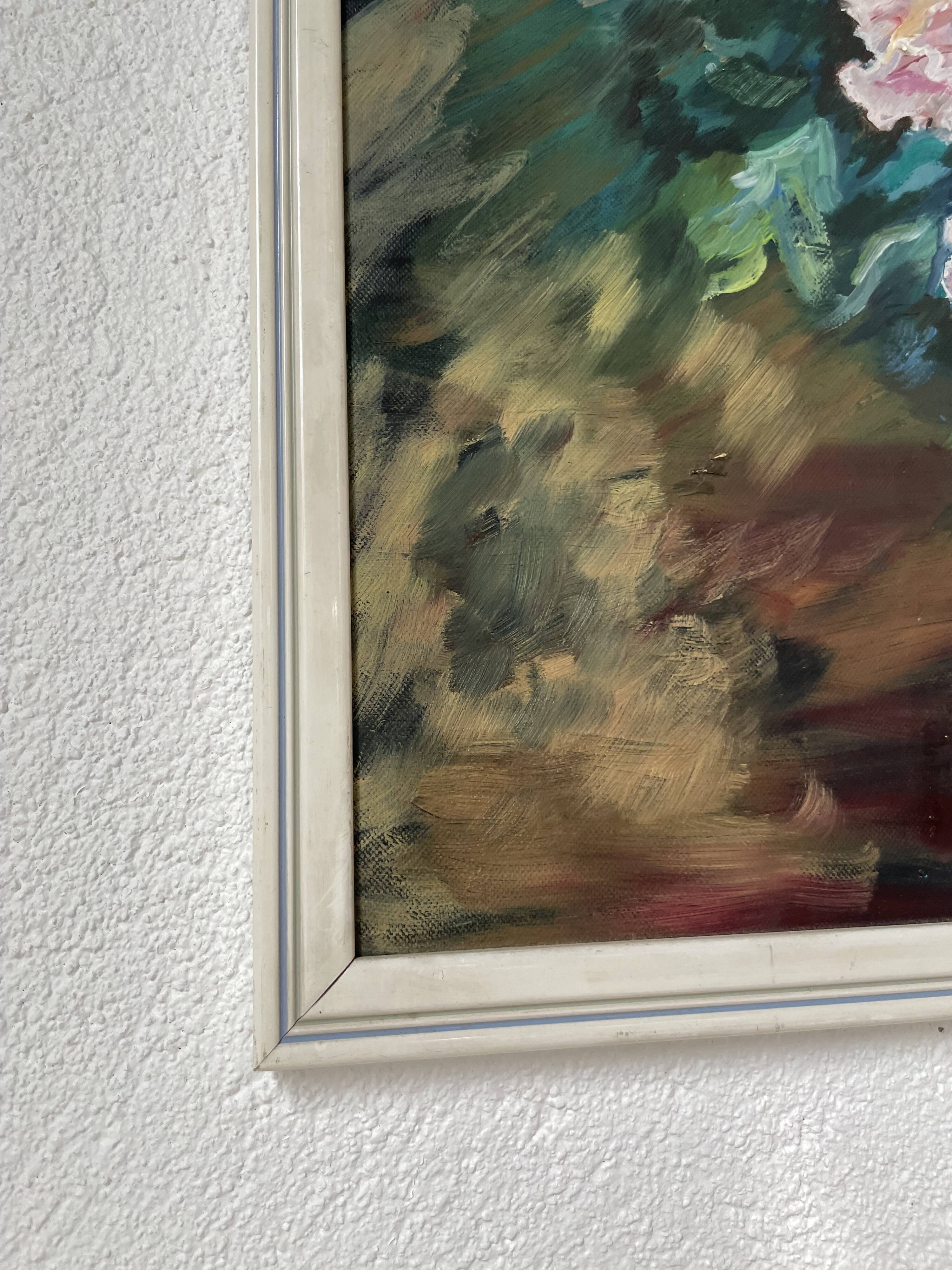 Oil canvas on wood flowers