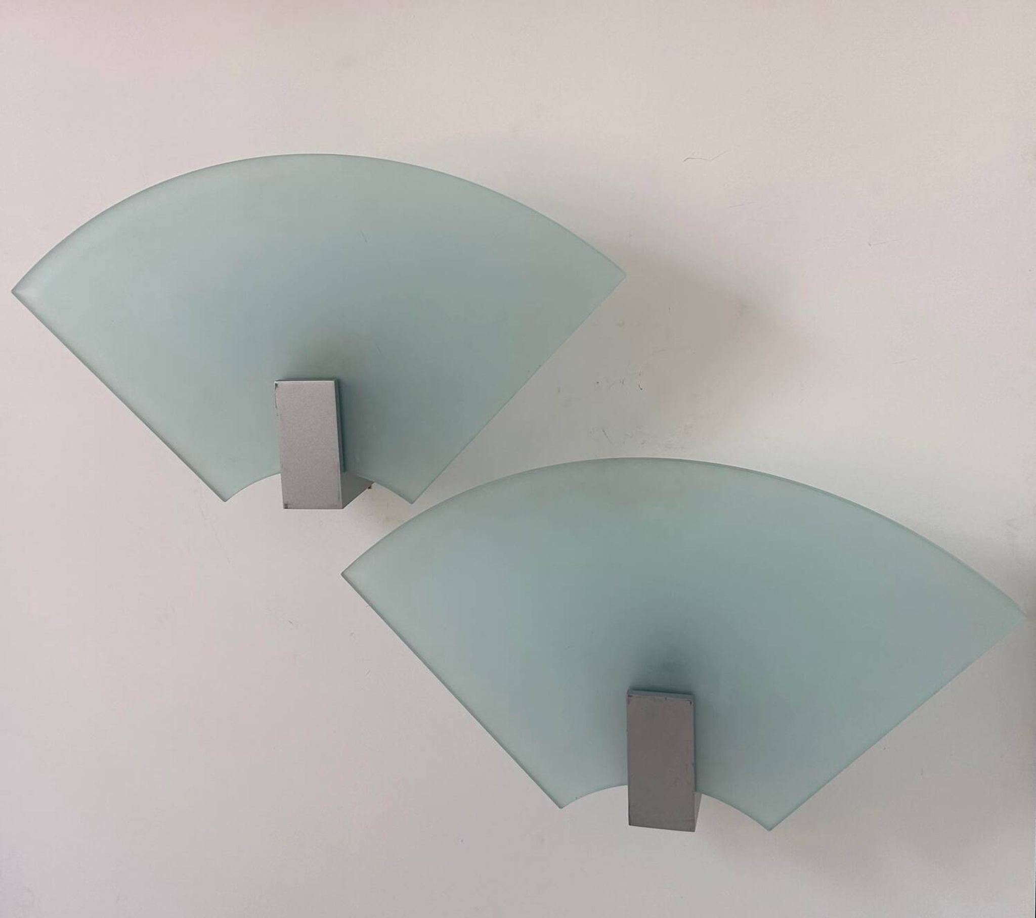 Pair of vintage sandblasted glass wall lights, Italy 1980s