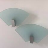 Pair of vintage sandblasted glass wall lights, Italy 1980s