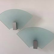 Pair of vintage sandblasted glass wall lights, Italy 1980s