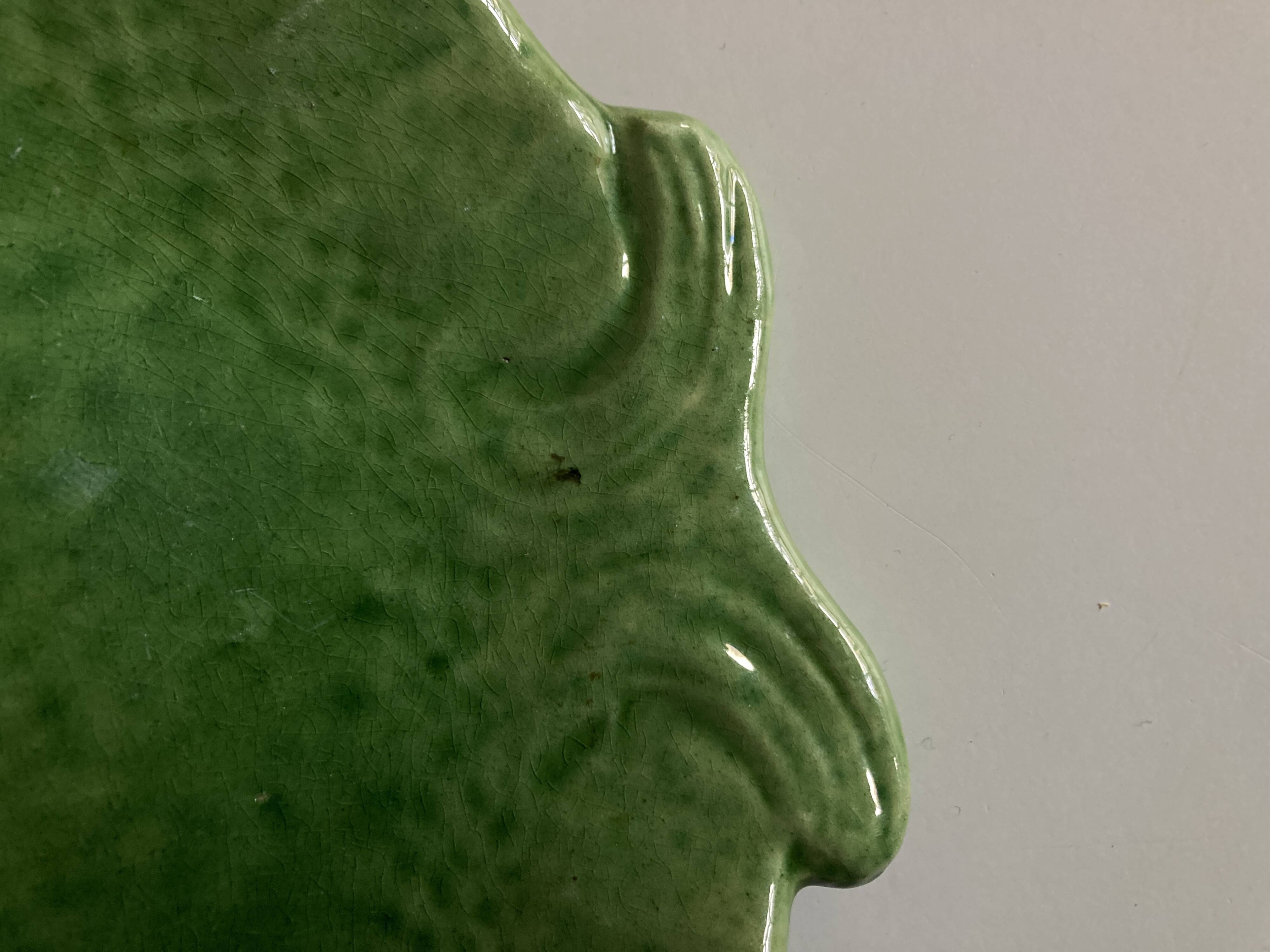 Aegitna deep dish in green glazed earthenware Fish Vallauris 1960