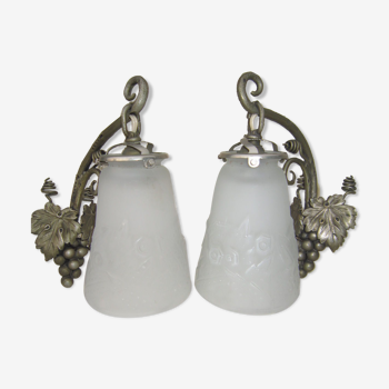 Pair of wall lamps muller frere luneville