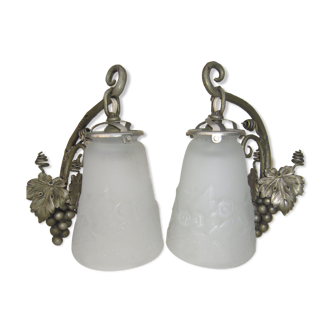 Pair of wall lamps muller frere luneville
