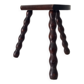 Vintage turned wooden tripod stool