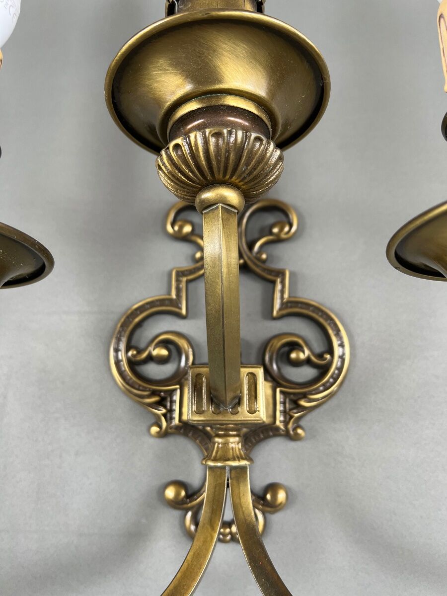 Pair of wall sconces in brass, 20th Century