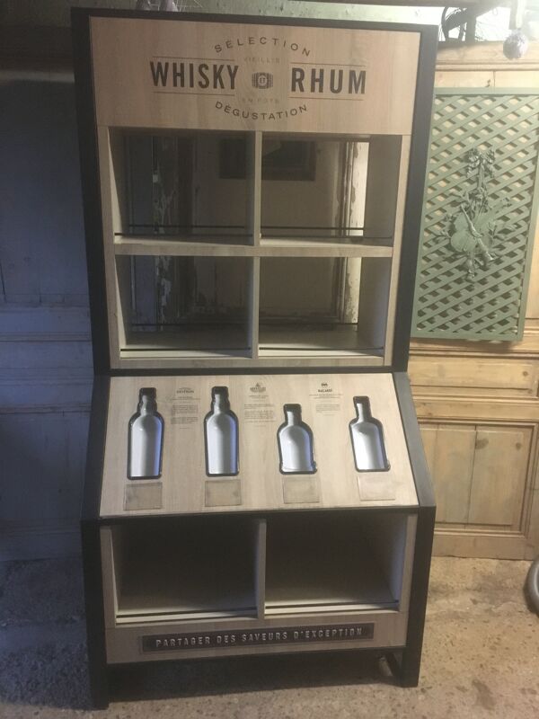 Présentoir de magasin pour whisky et rhum en métal et mélaminé