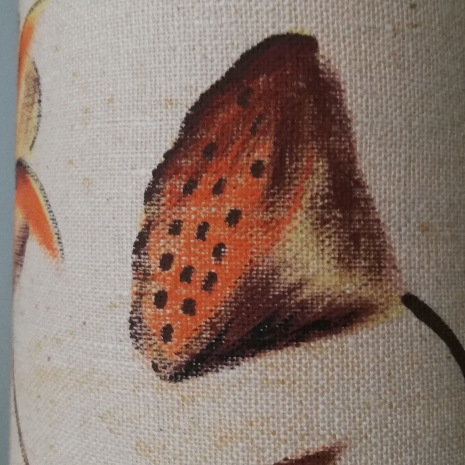 Vintage glazed stoneware lamp with hand-painted lampshade