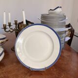 Large Plate 29 cm Salad Bowl Limoges Porcelain Blue Gold Betoule & Legrand