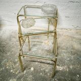Trio of nesting tables in gold metal
