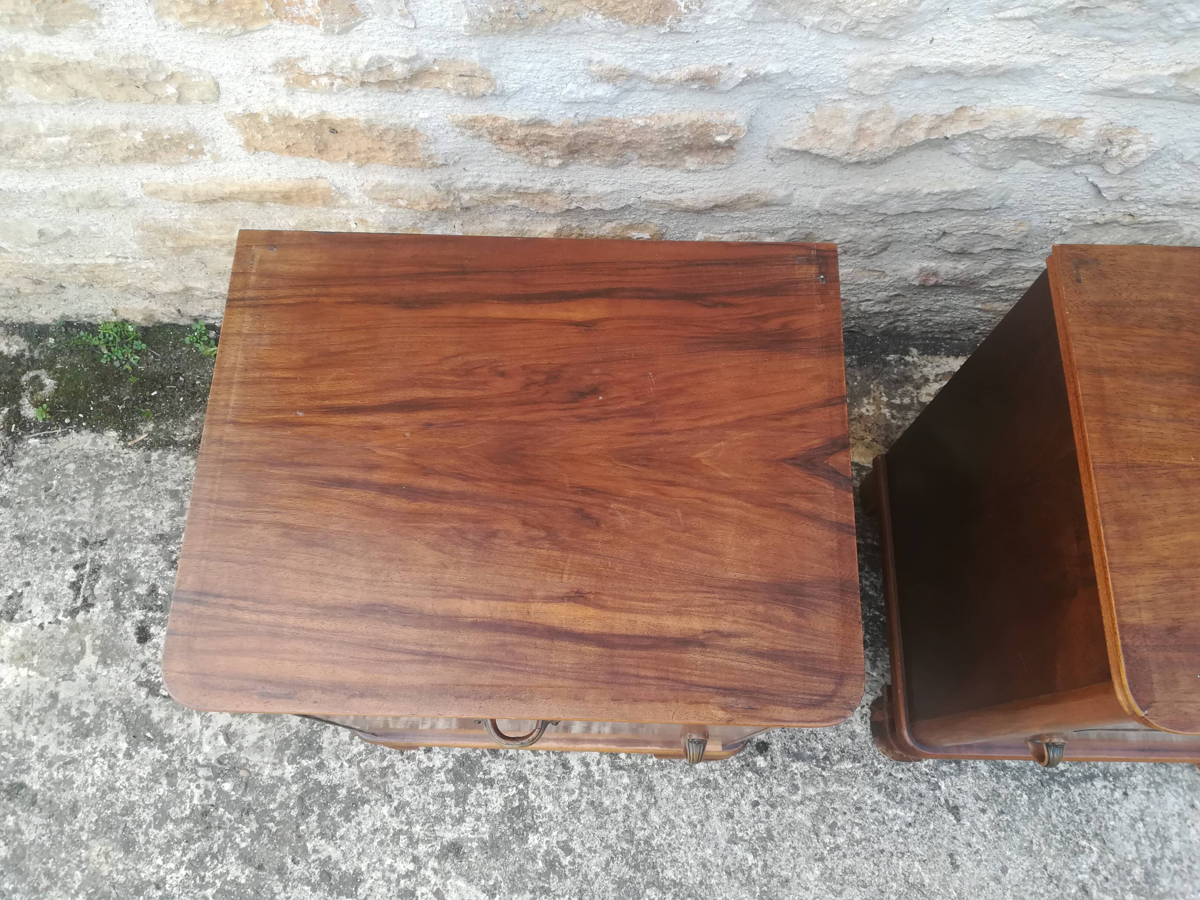 Pair of walnut bedside tables