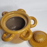 Vintage ceramic pot, ochre, with 8 handles