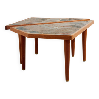 Teak and ceramic coffee table by Britt Sallingboe, Set of 2
