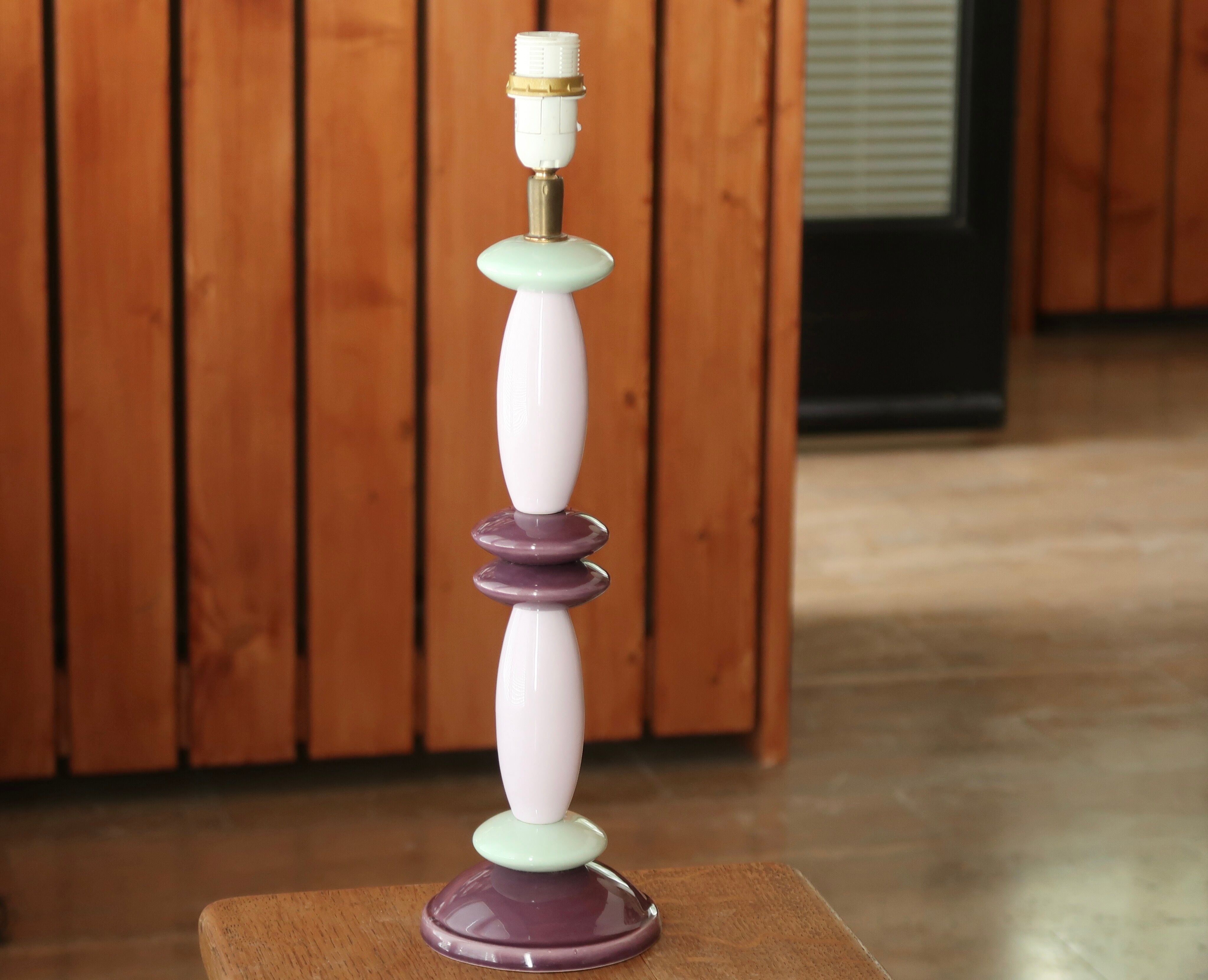 Ceramic column lamp pastel tones, 90s