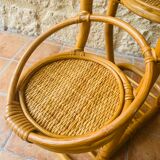 Vintage bamboo and rattan plant holder, circa 70's