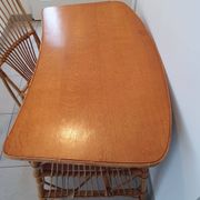 Rattan and bamboo desk with chair - Audoux Minet style from the 1970s.