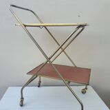 Vintage folding rolling service in Formica and brass plated