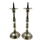 Pair of candle picnickers in silvered bronze