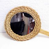 Wicker hand mirror