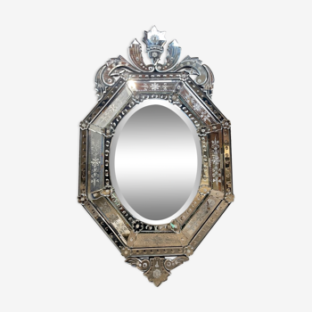 Miroir en verre de Venise dégagé à l’acide vers 1930