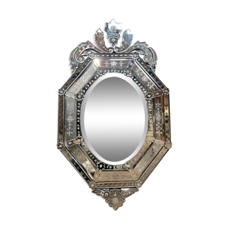 Miroir en verre de Venise dégagé à l’acide vers 1930