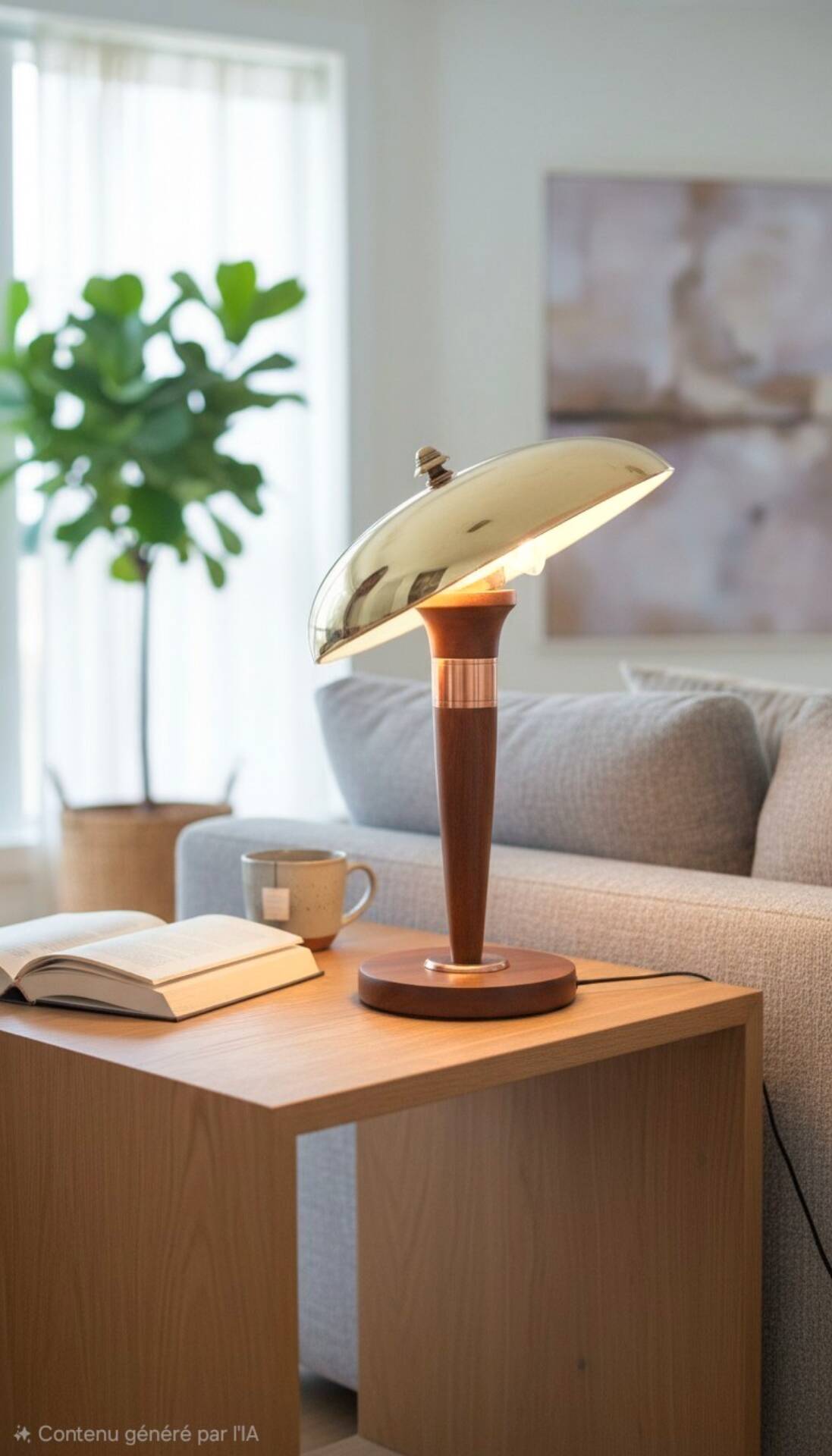 Lampe style Art Déco articulée - Bois et laiton - 1930