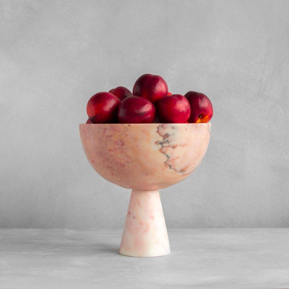 XL pink marble pedestal bowl