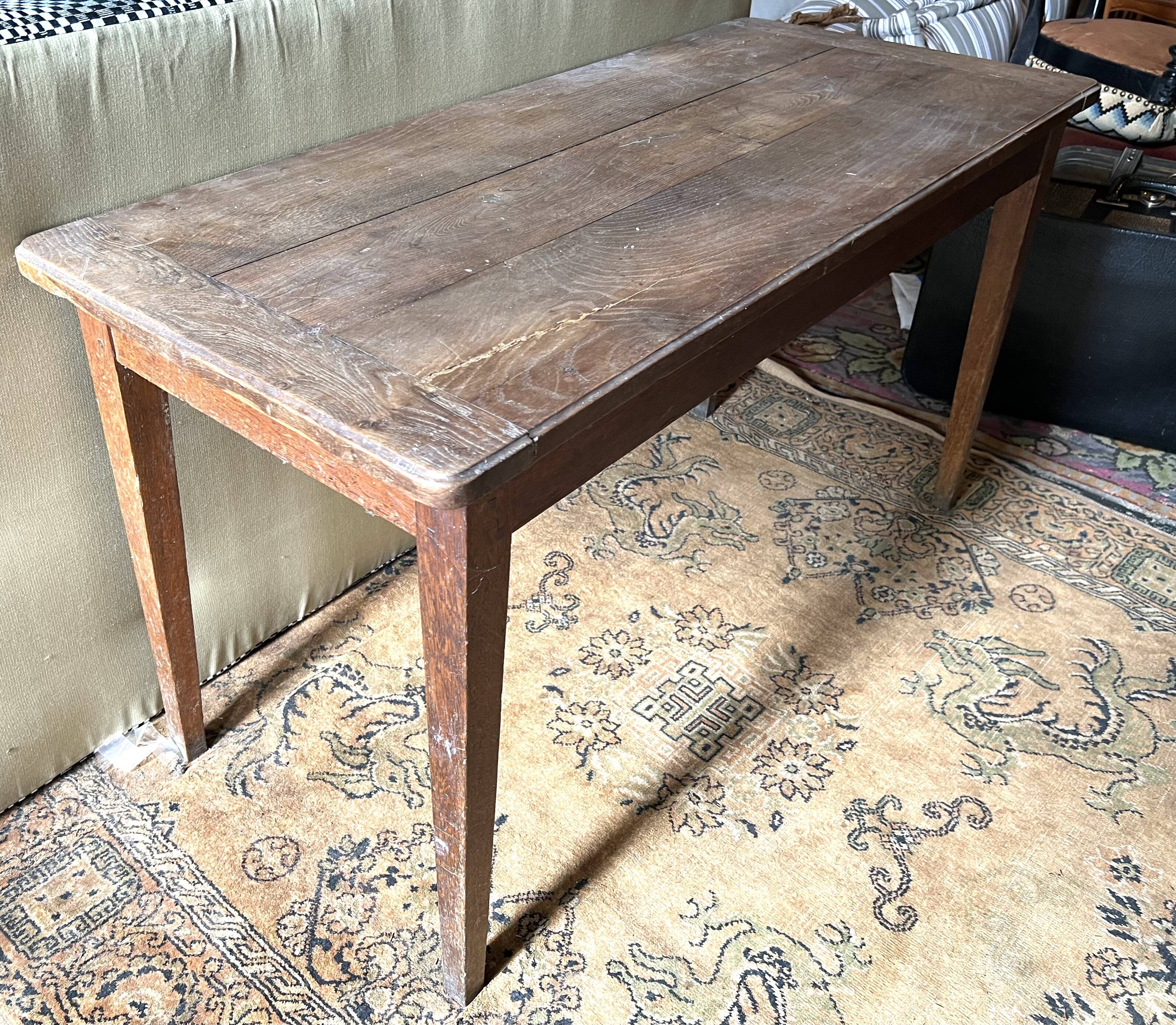 Wooden farmhouse table