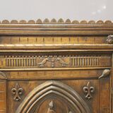 Henri II Style Oak Bonnetière with Joan of Arc Decor, Late 19th Century