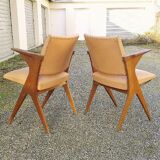 Chairs bridges vintage skai and wood feet compass