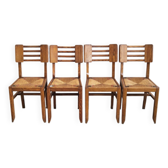 Set of 4 vintage chairs 1940 by PIerre Cruège