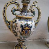 2 vases with double handles - faience from Desvres 1900