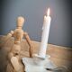 Square white enamel candle holder