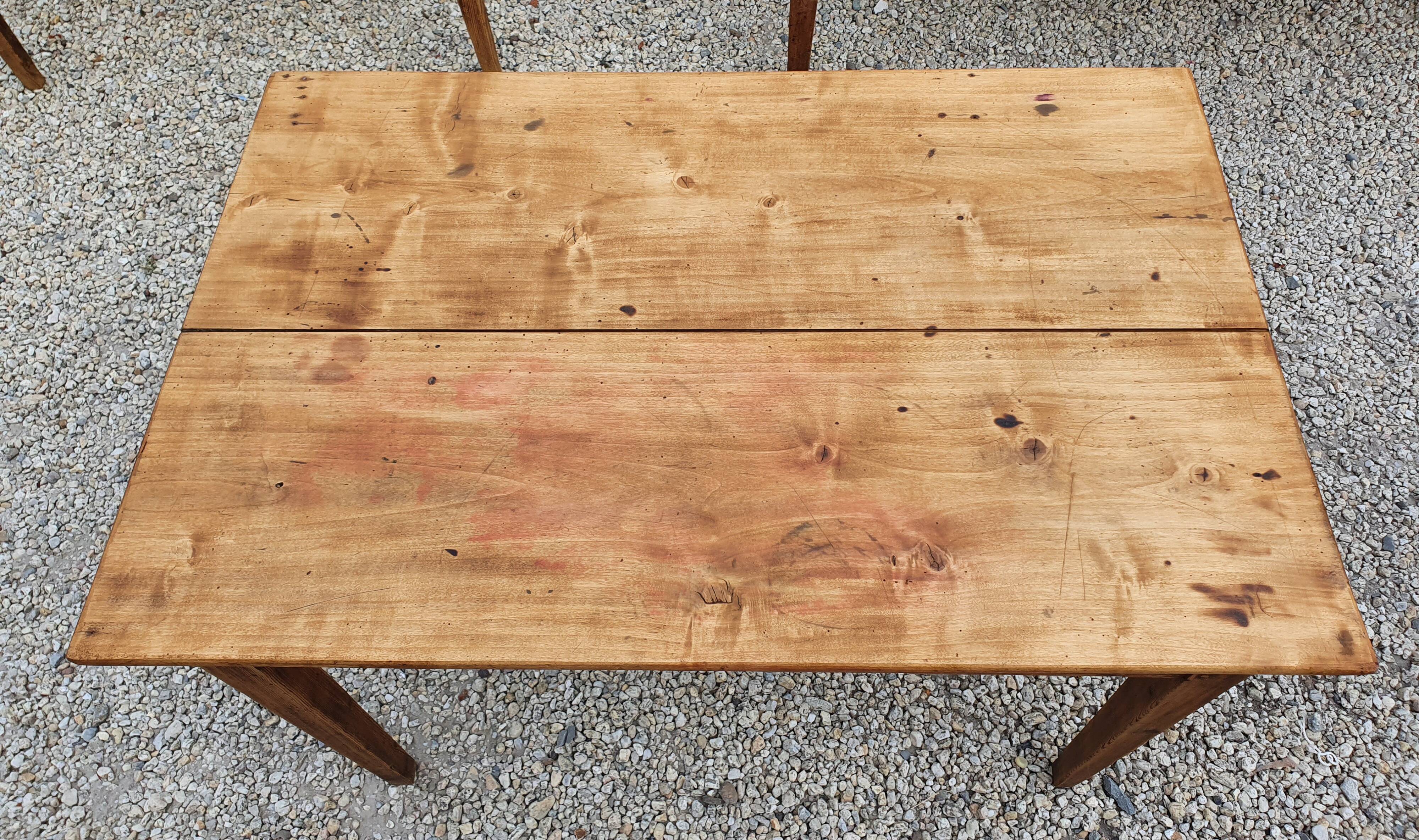 Old farmhouse table waxed wood 110 cm