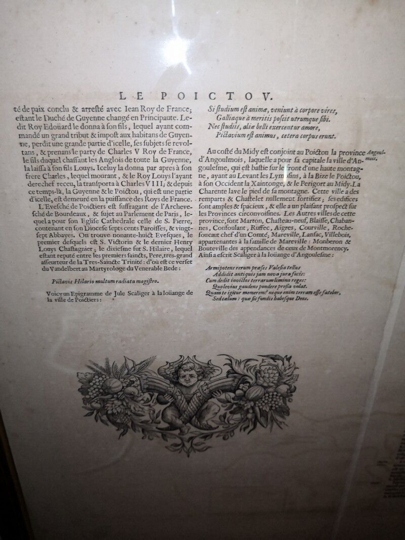 Authentic old map of the seventeenth century of Poitou by judocus Hondius 1630 double-sided