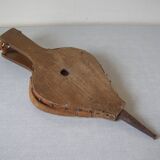 Old wooden and leather fireplace bellows works tool accessory