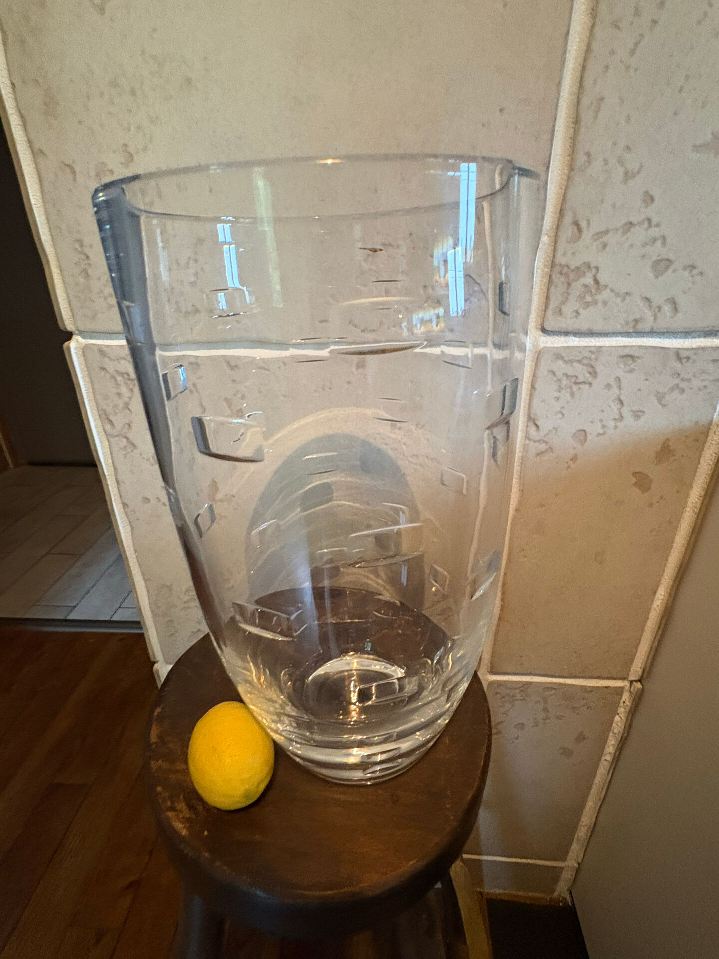 Large transparent crystal vase by John Roda