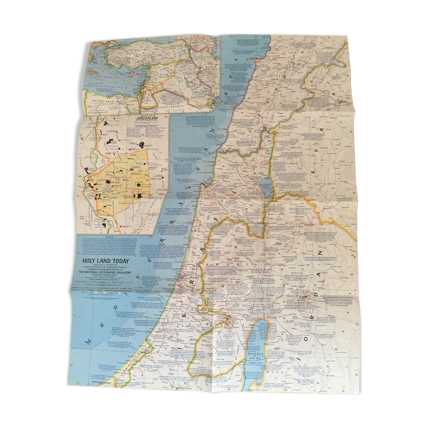 "Holy Land" map National Geographic 1963