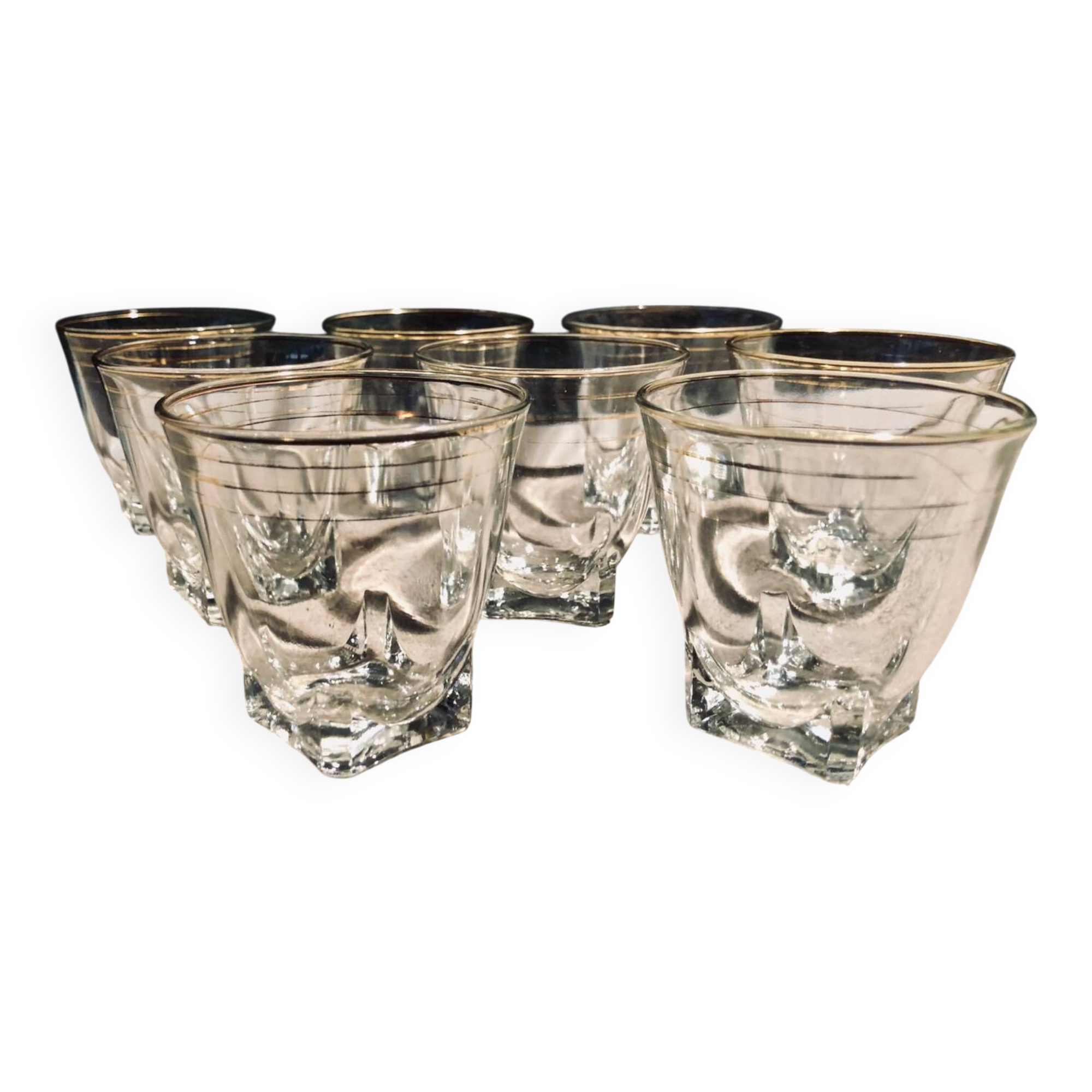 Vintage water or wine glasses with gold rims