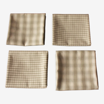 Lot 4 Vichy cotton napkins, beige linen tiles