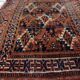 Handmade antique Turkmen Yomud collectible mat rug 40cm x 51cm, 1900s