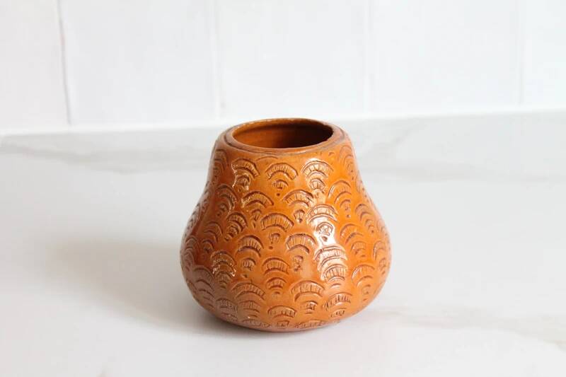 Ancient Albi pottery in glazed terracotta, ceramic vase.