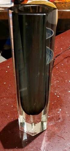 Vase Vintage En Verre Murano Sommerso Goutte Gris Fumé Transparent Années 6